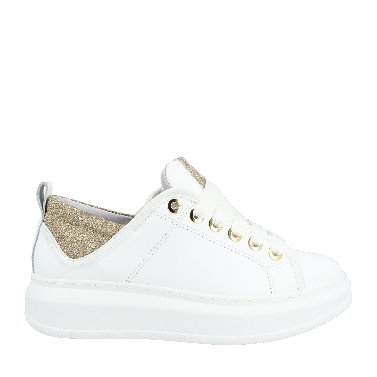 101.01.24GLD — SNEAKERS IN PELLE BACKTAIL BIANCO/PLATINO