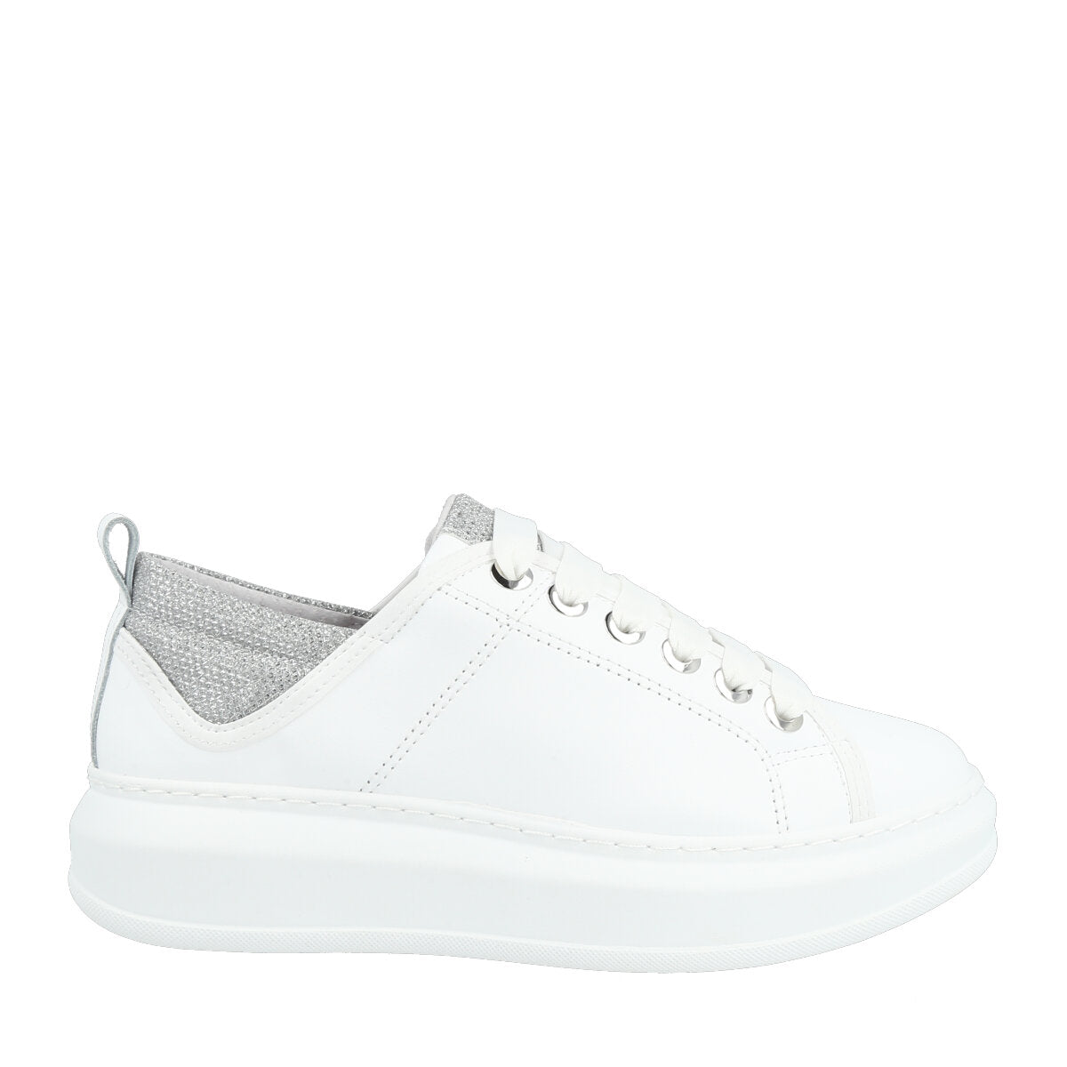 101.01.24SLV — SNEAKERS IN PELLE BACKTAIL BIANCO/ARGENTO