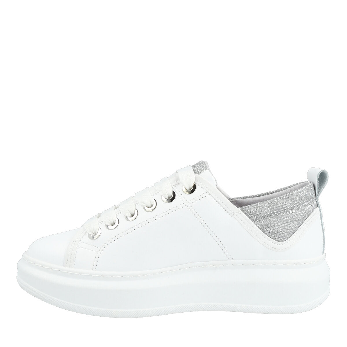 101.01.24SLV — SNEAKERS IN PELLE BACKTAIL BIANCO/ARGENTO