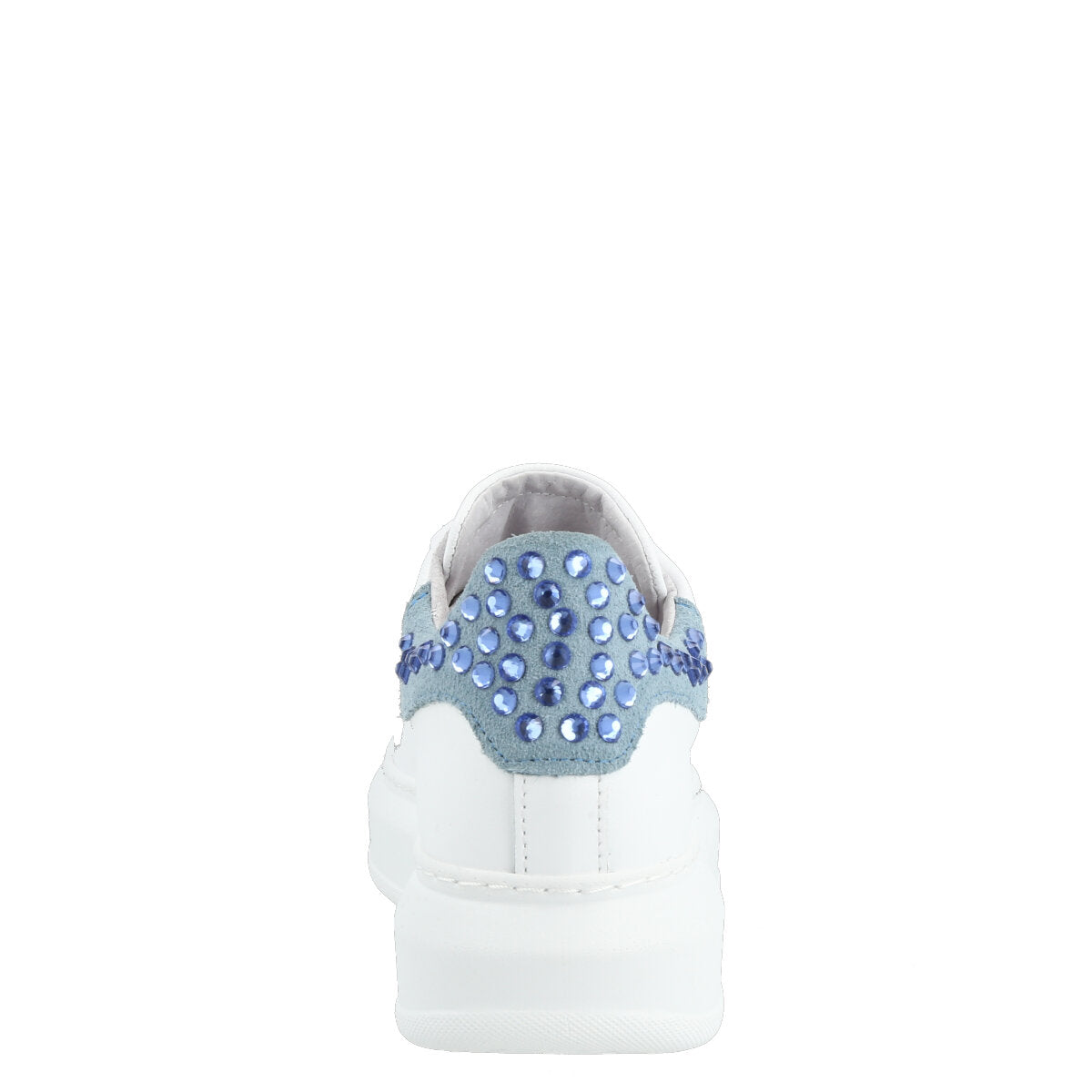 103.01.24LBL — SNEAKERS IN PELLE ALEXIA STRASS  BIANCO/AZZURRO