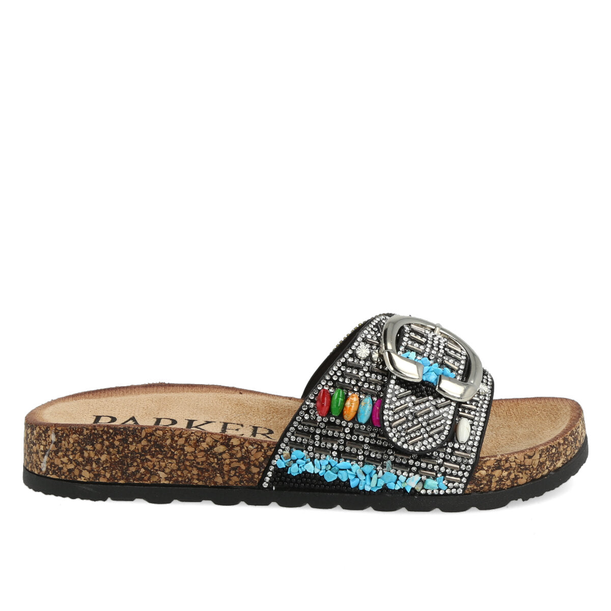 11.01.24BLK — SANDALO PERLINE - FIBBIA - NERO