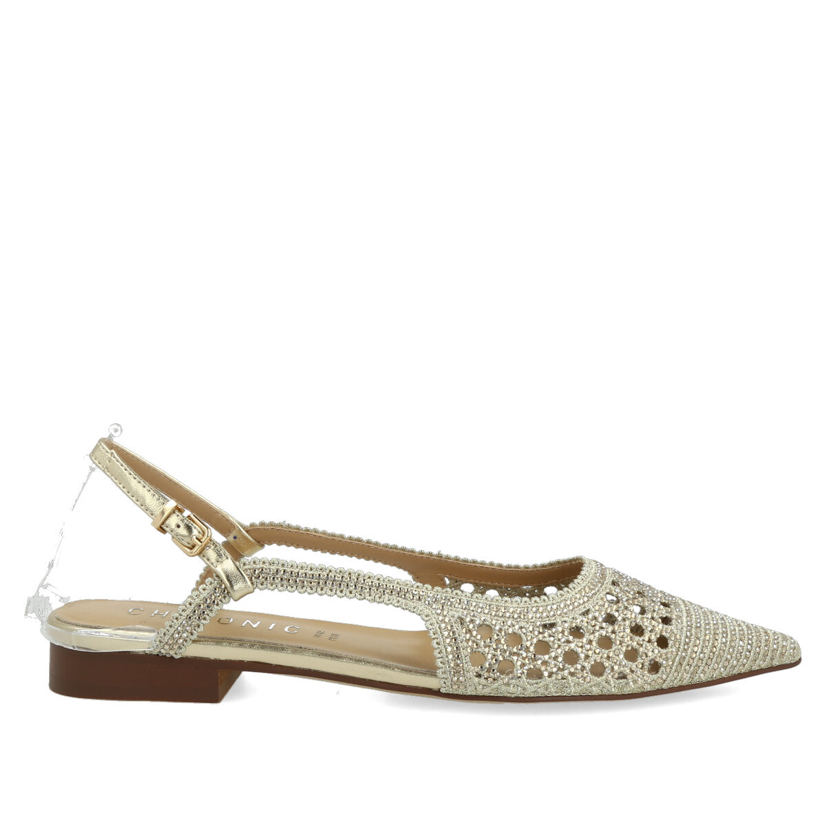 1033.01.7TR.GLD — CHANEL IN TRAFORATO STRASS ORO